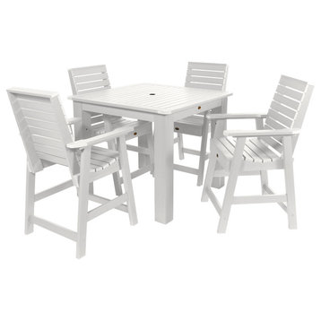 Weatherly 5-Piece Square Counter-Height Dining Set, White