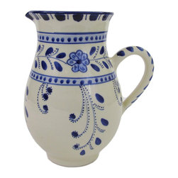 Le Souk Ceramique - Large Stoneware Pitcher Azoura Design - Serving And Salad Bowls