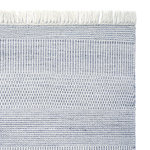 Company C - Somner 8x10 Blue - Weather or not...hand-woven in soft multi-dimensional stripes, this rug works flawlessly in spaces indoors or out. The 100% polyester yarns are made from recycled plastic bottles and rendered in beautiful heathered shades. Durability and weather-resistance make Somner an excellent choice for high traffic areas. Easily spot cleaned (it can even be hosed down!) All sizes are finished with 1" fringe. Colors: Spring Green, Aqua, Blue and Charcoal. Made in India.