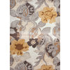 Transitional Floral Pattern Gray /Black Wool/Silk Tufted Rug - BL65, 8x11