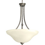 Progress Lighting - Progress Lighting 3-100W Medium Inv Pendant, Pebbles - The spirit of craftsmanship prevails with subtle forms. Light umber etched glass shades highlight galvanized metal construction. New pebbles finish offers refreshed look for interior areas.
