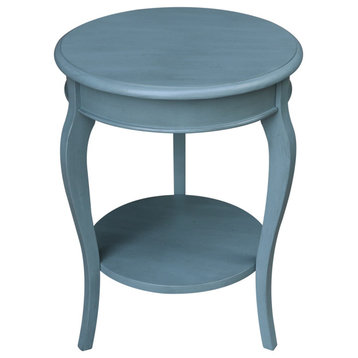 Cambria Round End Table, Ocean Blue - Antique Rubbed