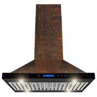 AKDY 30” Island Mount Embossed Copper Kitchen Range Hood Vine Design