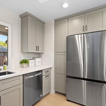 Modern Greige RTA Kitchen Cabinets with Quartz Countertops | The Cabination