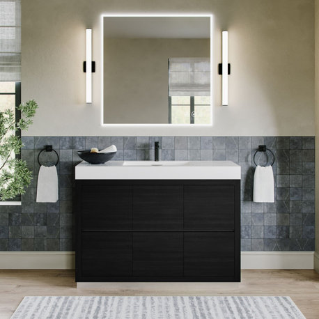 Bliss Bath Vanity, Black, 48", Single Sink, Freestanding