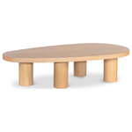 Meridian Furniture - Beekman Coffee Table, Oak - Merge style with durability when you add this oak Beekman coffee table to your room. Crafted from solid oak wood with a sleek oak finish, this table exudes both classic elegance and contemporary charm. The table's oval shape and columnar legs add an art deco slant to its design, so it's a showstopper in your space. Whether you're serving drinks or displaying decor, this table combines form and function effortlessly.
