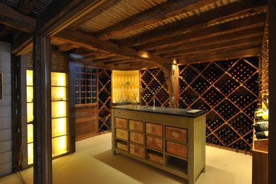 Inspiration for a country wine cellar in London.