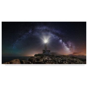 Carlos F Turienzo 'Lighthouse And Milky Way' Canvas Art, 24"x12"