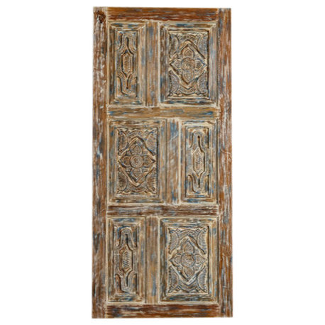 Consigned Vintage Carved Door Wood Artistic Farmhouse Sliding Barn Door 80x36