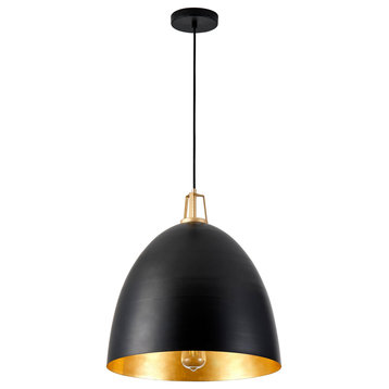 Industrial Dome Metal Hanging Pendant Light Fixtures for Kitchen Island, Black