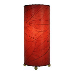 Eangee Home Designs Cocoa Leaf Cylinder Table Lamp | Red - Table Lamps