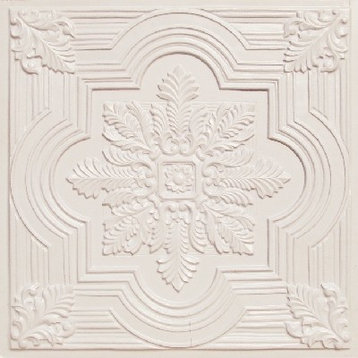 24"x24" D206 PVC White Pearl Faux Tin Ceiling Tiles, Fire Rated