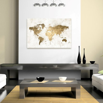Oliver Gal 'Mapamundi White Gold' Canvas Art