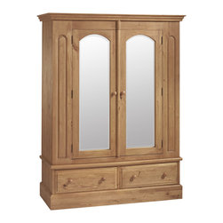 Windsor Pine Double Wardrobe with Mirrors - Armoires And Wardrobes