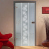 Single Sliding Barn Glass Door,  With Frosted Lines design, 40"x84"inches