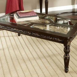 HOMELEGANCE 1808-30 CLASSIC CHERRY WOOD COFFEE TABLE MARBLE MIRROR TOP - Coffee Tables
