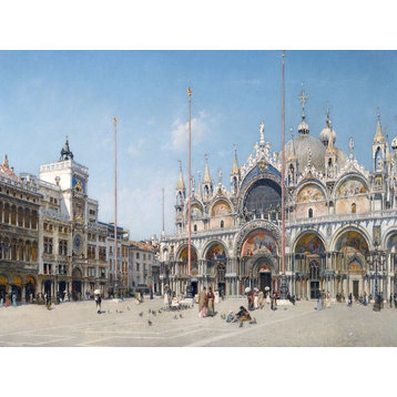 Saint Mark's Square Venice F. Campo People Tile Mural Backsplash, 6"x8", Glossy