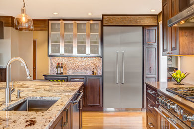 Example of a transitional kitchen design in Seattle