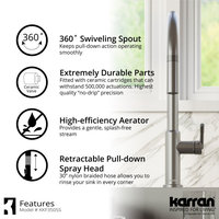 Karran KKF350 1-Handle Pull Down Dual Function Sprayer Faucet, Stainless Steel