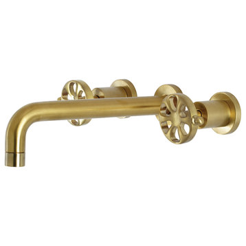 KS8027RX Two-Handle Wall Mount Tub Faucet, Brushed Brass