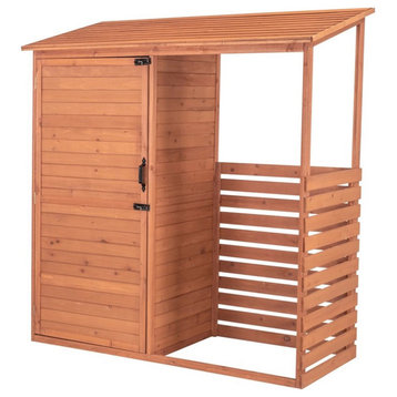 Leisure Season Combination Firewood and Storage Shed  in Medium Brown