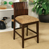 Trendy Durable Soft Microfiber Seat Wood Back Counter Height Chairs, Set of 2