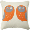 Owl Eco Decorative Throw Pillow Cover, Orange and Gray/Cream