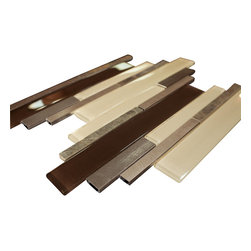 Slate Brown Beige Aliminum Stone Glass Mosaic Tile Random Z Pattern for Bathroom - Home Accessories & Decor