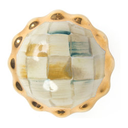 Petit Four Round Knob - Parchment Check | MacKenzie-Childs - Cabinet And Drawer Knobs