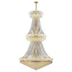 Crystal Lighting Palace - French Empire 38-Light Clear Crystal Regal 2-Tier Chandelier, Gold Finish - This stunning 38-light Crystal Chandelier only uses the best quality material and workmanship ensuring a beautiful heirloom quality piece. Featuring a radiant gold finish and finely cut premium grade crystals with a lead content of 30%, this elegant chandelier will give any room sparkle and glamour.