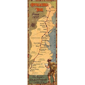 Vintage Appalachian Trail Map Sign, 11x32"
