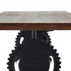 Steampunk Adjustable Dining Table, Iron Crank Base, Provincial Top