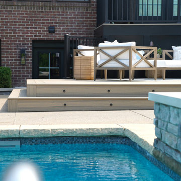 Custom Multi Tier Pool Deck with Cabana in Macomb, MI
