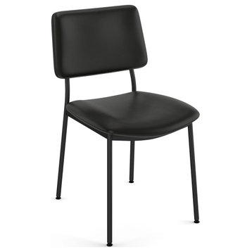 Amisco Sullivan Dining Chair, Black Faux Leather/Black Metal
