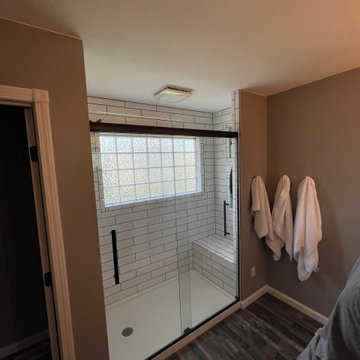 White Subway Tile Shower with Bench in Waterville