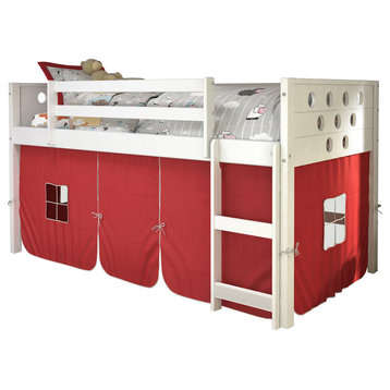 Donco Kids McDonald Low-Loft Bed With Red Tent, Twin