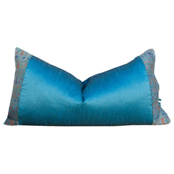 Large Festive Indian Silk Queen Lumbar Pillow Cover