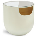 Meridian Furniture - Doma End Table, Cream / Brushed Gold - Make an instant statement when you add this Doma end table to your living room or family room. Its bowl-like shape draws the eye right away, making it a focal point wherever you choose to use it. Metal construction ensures long-lived beauty and performance of this cream table while a brushed gold interior adds to its overall modern look. The glass top is sleek, beautiful, and easy to clean.