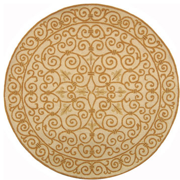 Safavieh Chelsea Collection HK11 Rug, Ivory/Gold, 4' Round