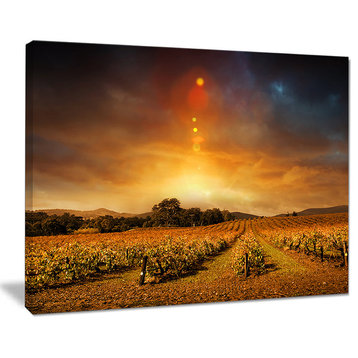 "Yellow Autumn Vineyard Sunset" Landscape Artwork Canvas, 20"x12"