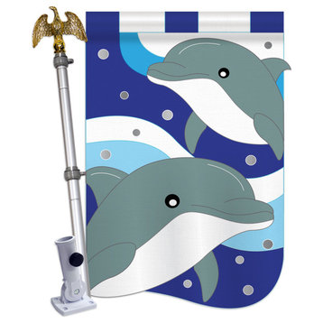 Dolphins Coastal Sea Animals House Flag Set