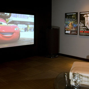 Trendy home theater photo in Cedar Rapids