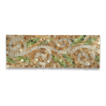 Marble Mosaic Border Listello Tile Garden Onyx 4.7x13.4 Polished, 1 piece
