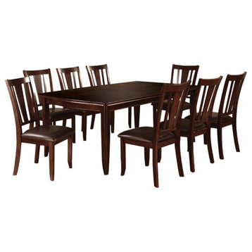 Furniture of America Ellenwood Wood 9-Piece Dining Table Set in Espresso