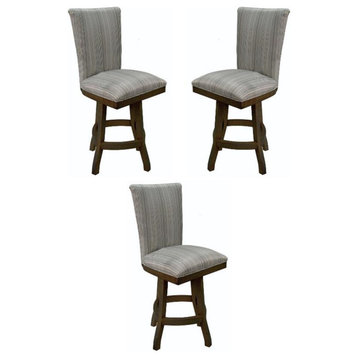 Home Square 26" Swivel Wood Counter Stool in Natural Fun & Walnut - Set of 3