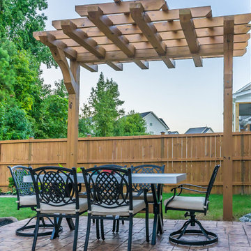 Rustic Patio, Pergola, Fire Pit and French Drain