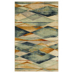 Mohawk - Diamond Illusion Multi Rug, 5'x8' - Modern elongated diamond shapes in muted hues of cool ivory, cloudy blue and clay cover the canvas of the Mohawk Home Diamond Illusion Multi. Unique printing practices gives each shape a seemingly marbleized finish. A contemporary debut of the New Wave Collection, this abstract style is created with premium nylon yarn for superior stain resistance and durability.