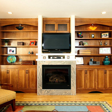 Custom-Stained Wood Built-Ins