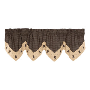 Tan Primitive Kitchen Curtains Sutton Stars Valance Rod Pocket