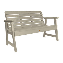 Highwood USA - Weatherly Garden Bench, Whitewash, 4' - Outdoor Benches